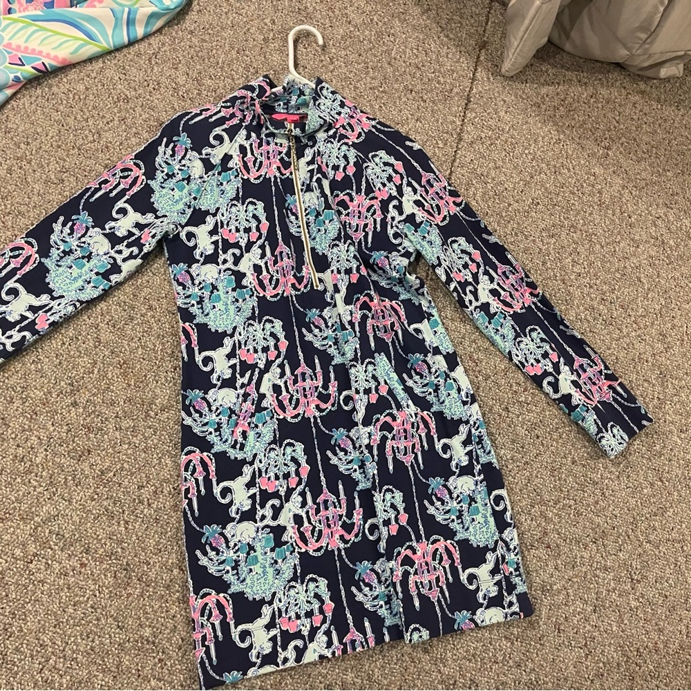 Lilly Pulitzer Navy and Pink Patterned Dress